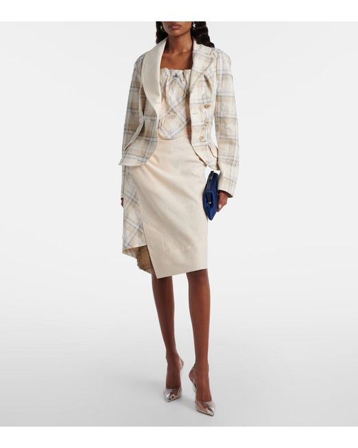 Vivienne Westwood White Infinity Tartan Cotton Midi Skirt