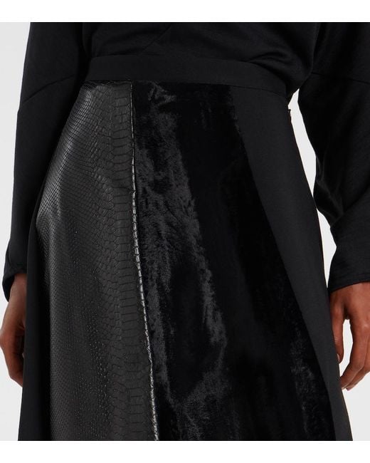 Junya Watanabe Black High-Rise Wool-Blend Maxi Skirt