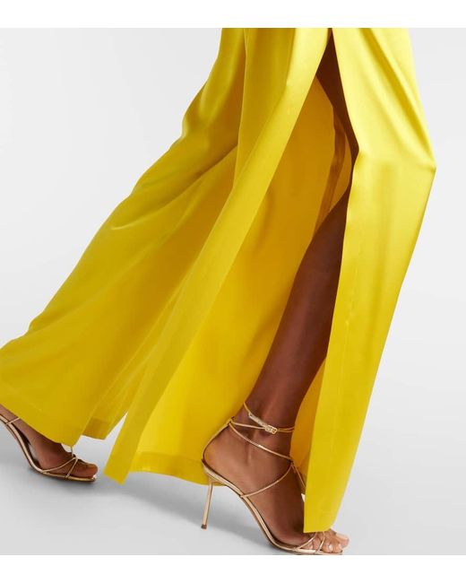 Pantaloni a gamba larga Fiesta in seta di Max Mara in Yellow
