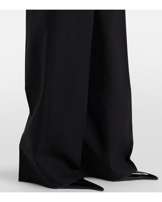 Saint Laurent Blue Mid-Rise Wool Straight Pants