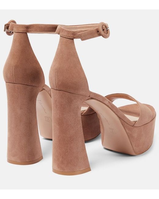 Gianvito Rossi Brown Sheridan Suede Platform Sandals