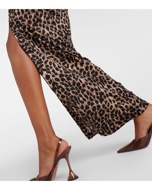 Blumarine Brown Leopard-Print Wool Jersey Maxi Dress