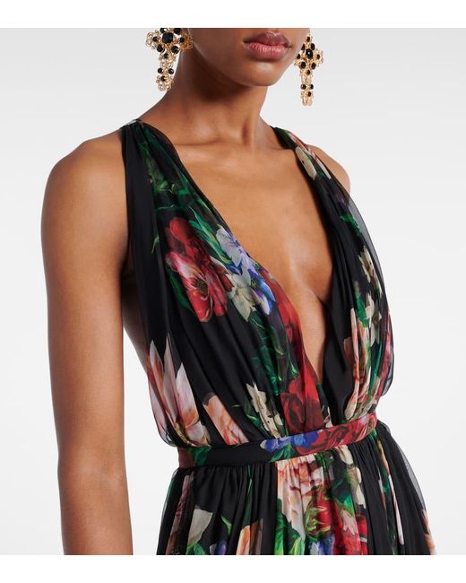 Dolce & Gabbana Black Robe Aus Seidenchiffon