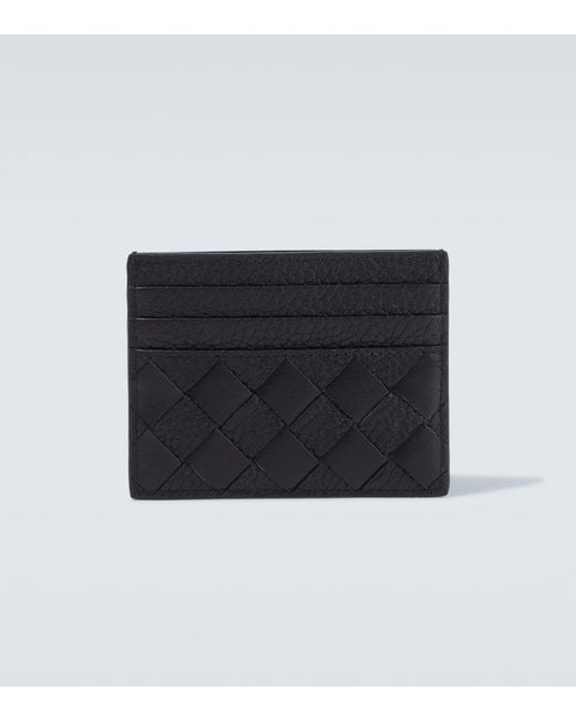 Bottega Veneta Black Intrecciato Leather Card Holder for men