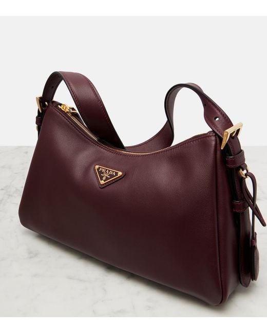 Prada Purple Grape Leather Medium Aimee Shoulder Bag