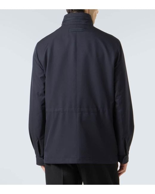 Zegna Blue Twill Field Jacket for men