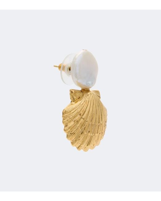 Jennifer Behr Metallic Laguna Faux Pearl Drop Earrings