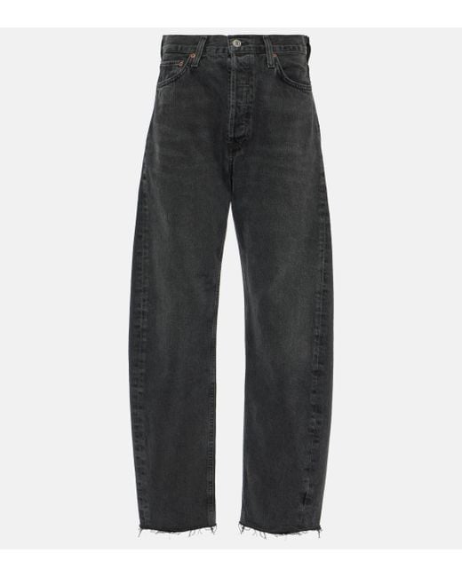 Agolde Gray High-rise Barrel-leg Jeans