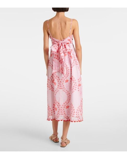 Juliet Dunn Pink Bedrucktes Midikleid Aus Baumwolle
