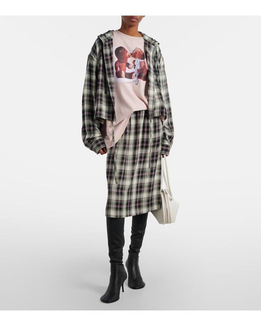 Acne Black Sip Checked Cropped Overshirt