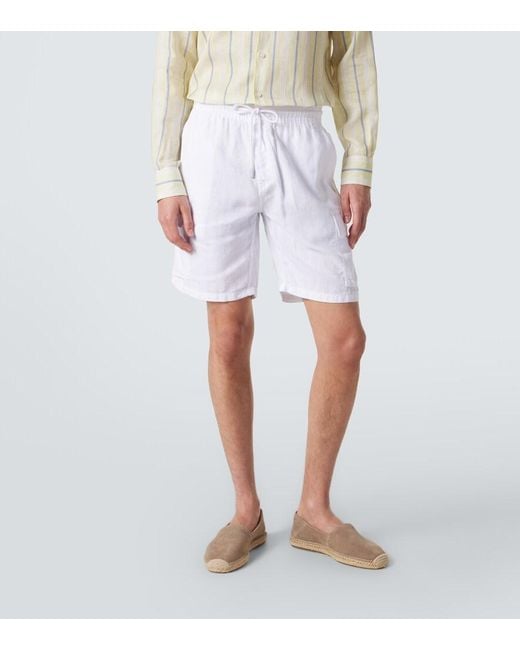Vilebrequin White Baie Mid-Length Linen Shorts for men