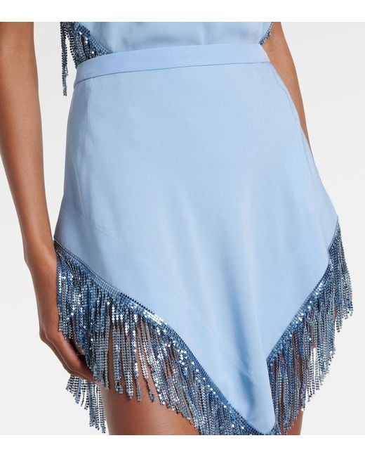 Rabanne Blue Chainmail Crepe Miniskirt