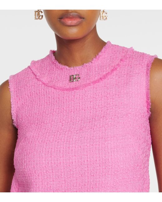 Dolce & Gabbana Pink Raschel Dg Tweed Minidress