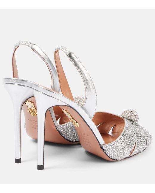 Aquazzura Italian Flirt 105 Metallic Leather Sandals