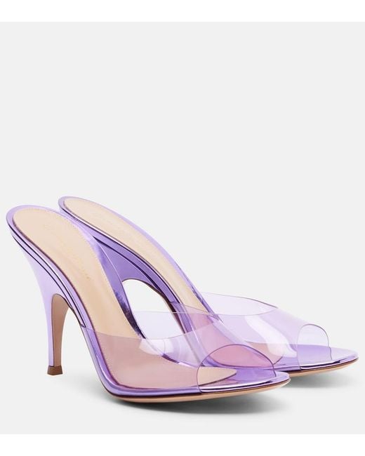 Gianvito Rossi Pink Sofia Leather-Trimmed Pvc Mules