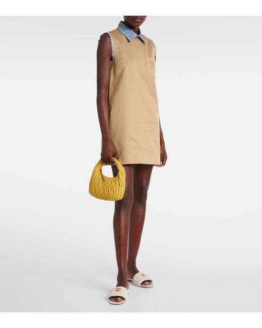 Miu Miu Natural Pantoletten Aus Matelasse-Leder