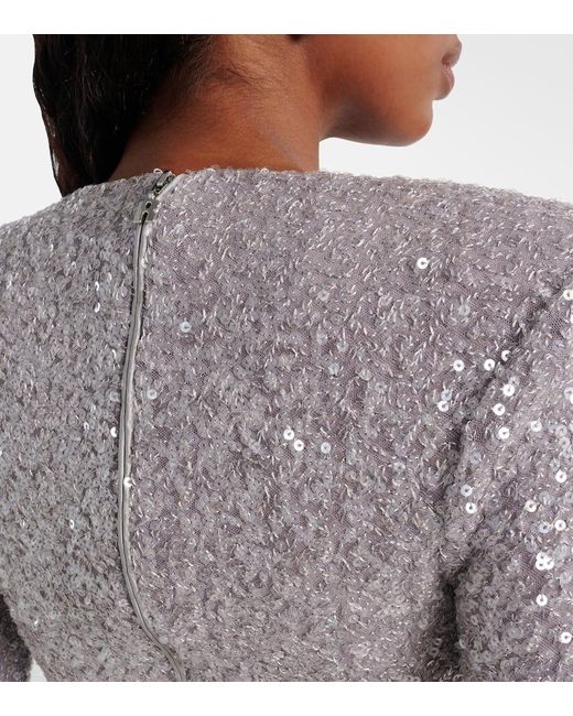 ROTATE BIRGER CHRISTENSEN Gray Sequined Asymmetric Minidress