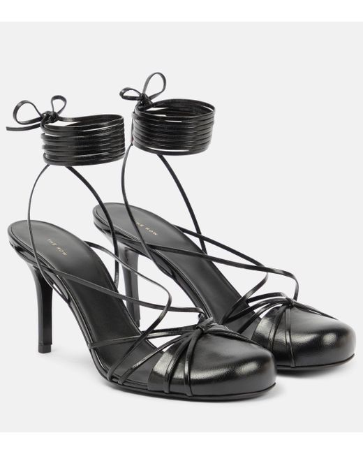 The Row Black Joan Leather Sandals