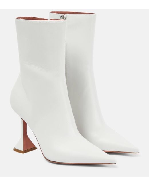 AMINA MUADDI White Giorgia Glass 95 Leather Ankle Boots