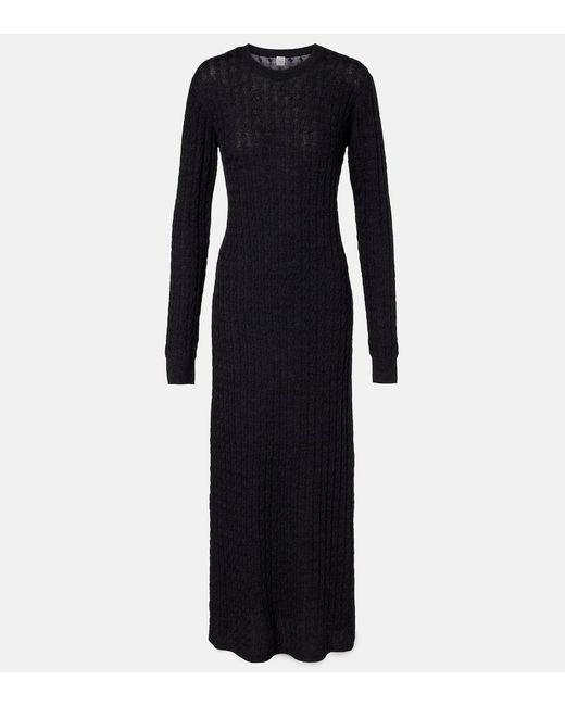 Totême  Blue Cable-Knit Wool Maxi Dress