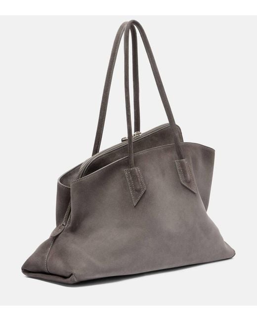 The Attico Brown Tote Bag La Passeggiata Medium Aus Veloursleder