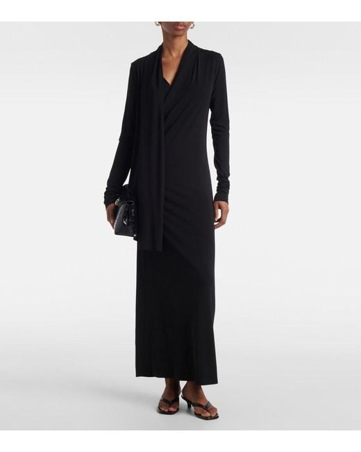 Totême  Black Scarf-Detail Jersey Maxi Dress