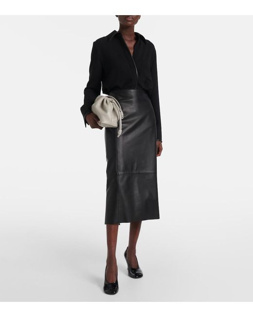 Vince Black Faux Leather-Trimmed Shirt