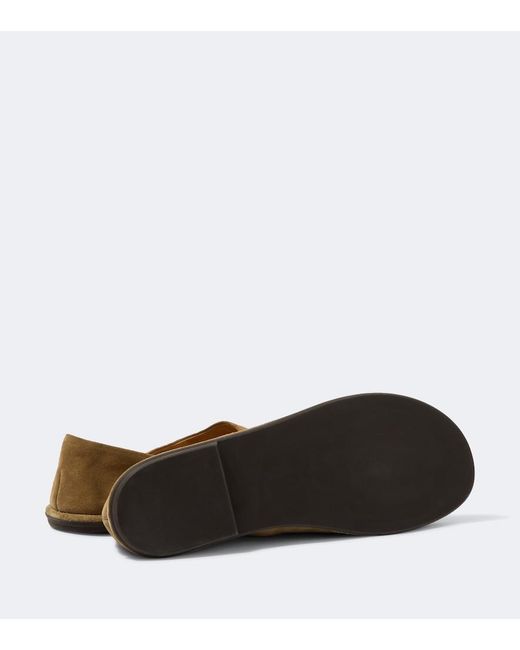 The Row Brown Canal Suede Slip-On Shoes for men