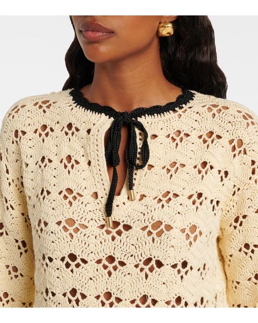 Zimmermann Natural Aster Crochet Cotton Top