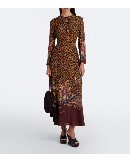 Etro Brown Leopard-Print Maxi Dress