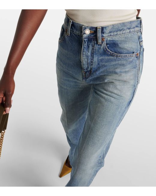 Saint Laurent Blue High-Rise Straight Jeans