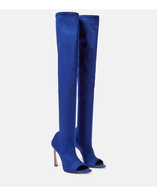 Victoria Beckham Blue Peep Toe Over-the-knee Boots