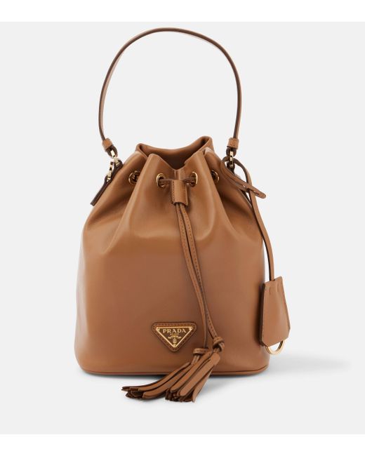 Prada Brown Small Leather Bucket Bag