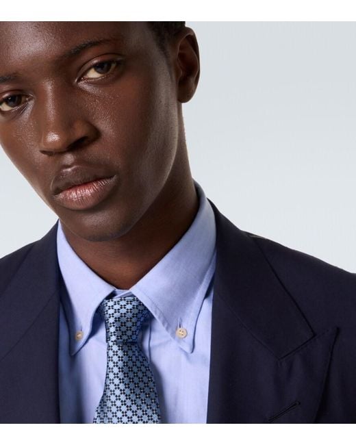 Zegna Blue Silk Jacquard Tie for men