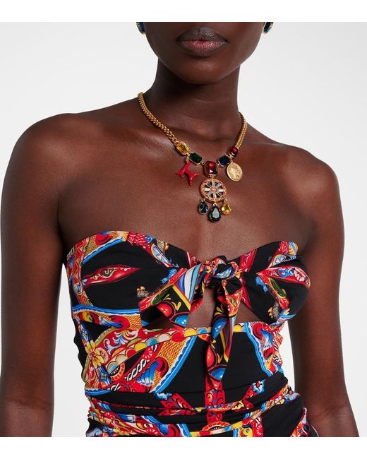 Dolce & Gabbana Red Printed Silk-Blend Minidress