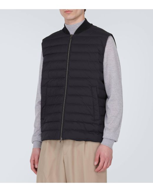 Herno Black Wool And Silk Down Vest for men