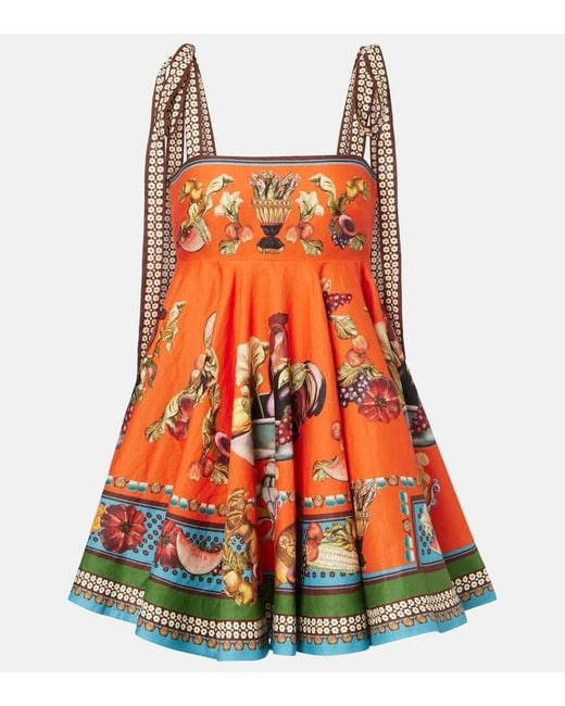 Vestido Corto Rocco De Lino Estampado ALÉMAIS de color Multicolor