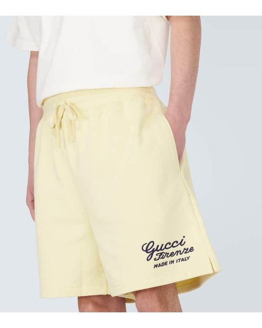 Gucci Yellow Cotton Jersey Shorts for men
