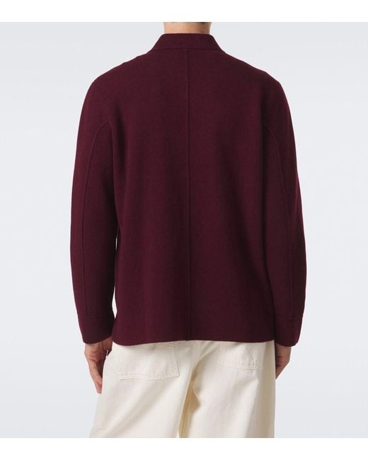 Allude Red Knitted Wool And Cashmere Cardigan for men