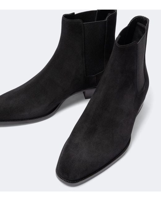 Saint Laurent Black Wyatt 30 Suede Ankle Boot for men