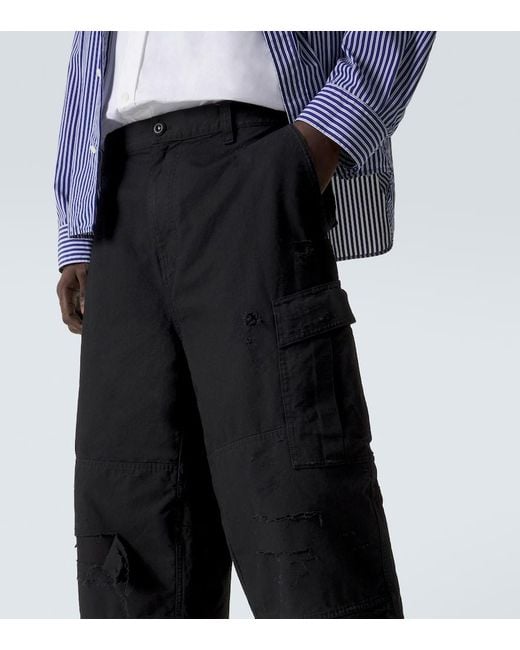 Balenciaga Black Cotton Cargo Shorts for men