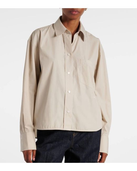 Camisa Cropped De Algodon Victoria Beckham de color Natural