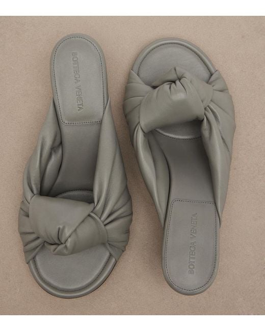 Bottega Veneta Gray Cherry Knot Leather Mules