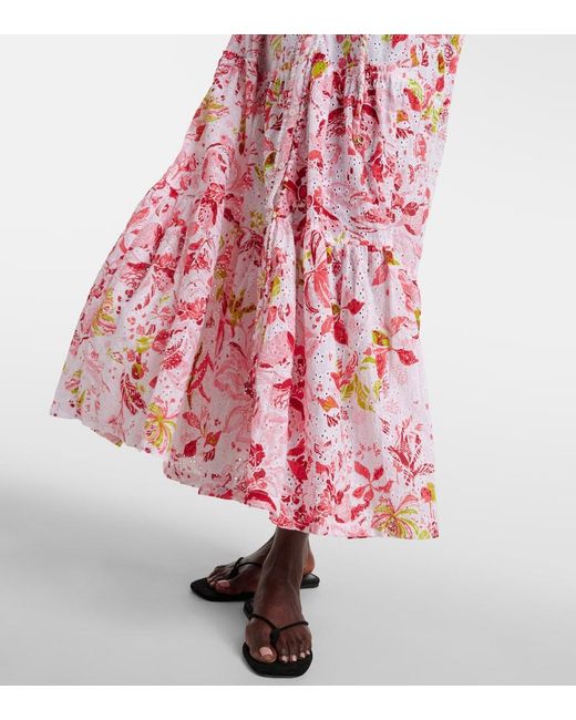 Poupette Pink Nana Floral Tiered Cotton Maxi Dress