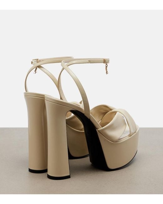 Saint Laurent Metallic Franciane Leather Platform Sandals