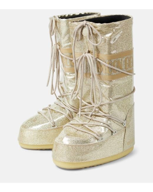 Moon Boot Natural Icon Glitter Boots
