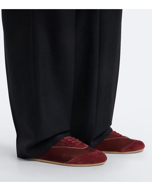 Jil Sander Red Etage Suede-Trimmed Velvet Sneakers