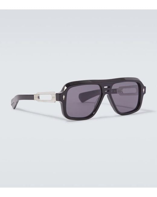 Jacques Marie Mage Brown X Glenn Gould Fugue Aviator Sunglasses for men