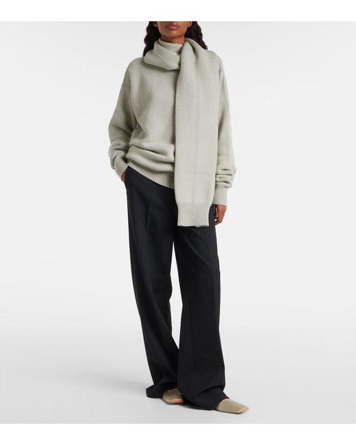 Calvin Klein White Scarf-Detail Cashmere Sweater