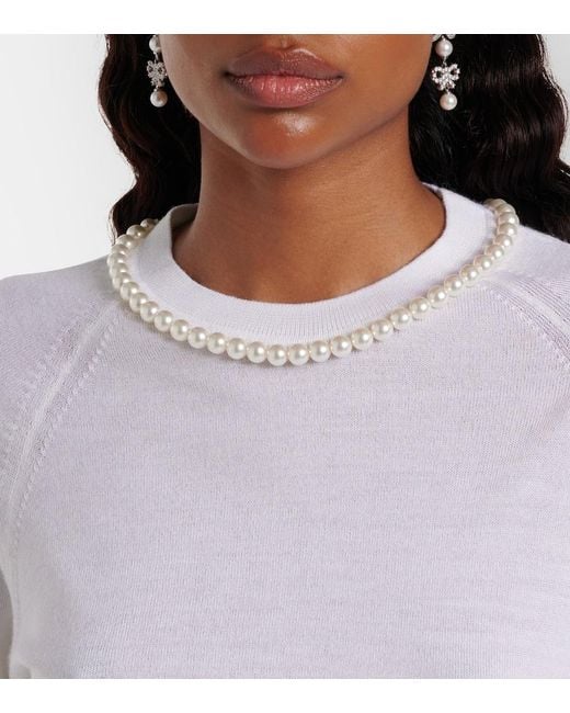 Simone Rocha White Embellished Wool And Silk Top